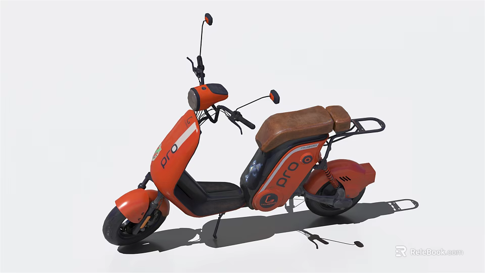 Stylish Orange Electric Scooter With Brown Seat OIO Logo And Modern Design 3d model 