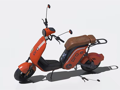 Stylish Orange Electric Scooter With Brown Seat OIO Logo And Modern Design 3d model