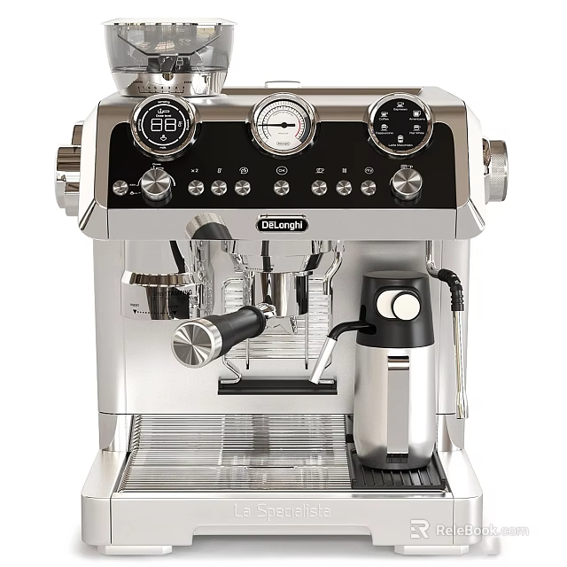 Delonghi Coffee Machine A Modern Stainless Steel Kitchen Appliance With Control Panel 3d model 