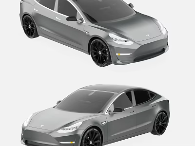 Gray Modern Electric Sedan With Sleek Exterior And Aerodynamic Body Design 3d model
