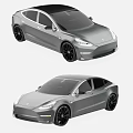 Gray Modern Electric Sedan With Sleek Exterior And Aerodynamic Body Design