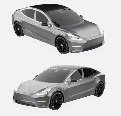 Gray Modern Electric Sedan With Sleek Exterior And Aerodynamic Body Design 3d model
