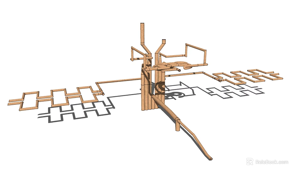 Industrial Pipe System Design With Network Structure And Fluid Transport Features 3d model 