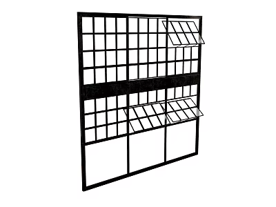 Black And White Lattice Frame Structure With Adjustable Shutters And Ventilation Panels Design 3d model