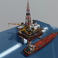 Operational Marine Industrial Equipment With Offshore Drilling Platform And Oil Tanker