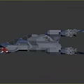 Sleek Sci Fi Spaceship Design With Blue Gray Exterior Multiple Thrusters And Cockpit