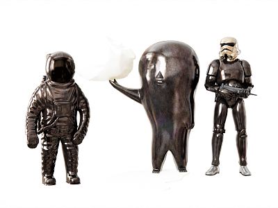 Modern Sculpture Character Sculpture Spaceman Armor Art Crafts New Ball vs Robot model