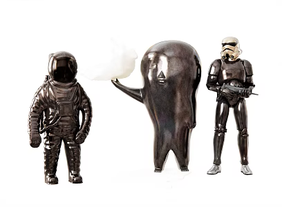 Modern Sculpture Character Sculpture Spaceman Armor Art Crafts New Ball vs Robot 3d model