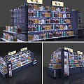 Retail Display Shelves With Multiple Tiers And Various Merchandise Arrangement