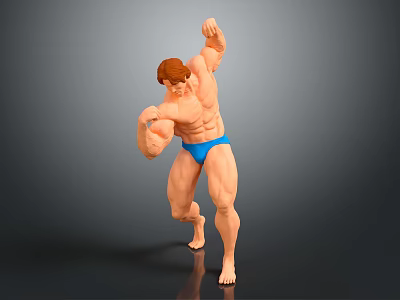 Muscular Fit Male Limbs Flexing Strong Athletic Muscles In Posed Figure 3d model