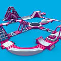 Pink And White Multi Structure Play Equipment With Slides Climbing Frames And Tunnels For Kids