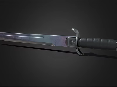 Sharp Metal Sword With Shiny Blade And Textured Black Handle Grip 3d model