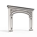 White Classical Door Arch With Intricate Carved Details And Decorative Columns