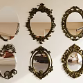 Vintage Decorative Mirrors with Ornate Brass Frames Wall Mounted Design 3d model
