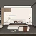 Modern Bedroom Interior Design With Comfortable Bed Nightstands Bookshelves And Accent Chair