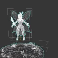 Fantasy Game Fairy Character With Pink Hair Pink Wings Green Outfit And Golden Staff