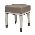 Modern Stylish Stool With Brown Padded Seat And White Legs Black Feet