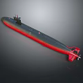 Red And Black Submarine Watercraft With Modern Streamlined Design And Propeller