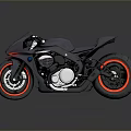 Modern Sporty Motorcycle Design With Black Body Red Accent Wheels And Sleek Seat