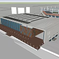 3D Model Of Modern Stadium With Surrounding Buildings And Glass Roof Design