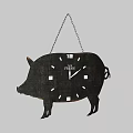 Rustic Pig Shaped Wooden Hanging Clock For Home Decor And Wall Art