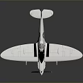Vintage Silver Propeller Airplane Model with Wide Wings and Cockpit on Dark Reflective Surface