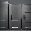 Three Black Security Doors Featuring Electronic Locks Sleek Design And Various Panel Styles 3d model