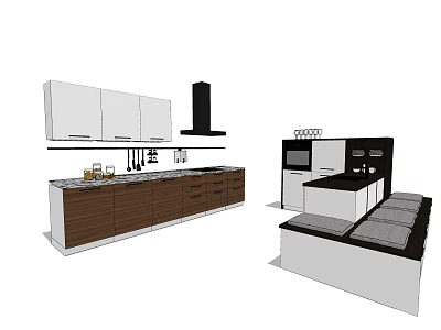 Modern Kitchen Interior With Stylish Cabinets Island Countertop And Appliances 3d model