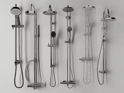 Modern Stainless Steel Shower Heads With Various Handheld And Overhead Designs 3d model