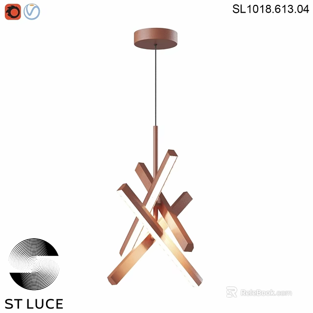 Modern Copper Chandelier with Crossed Bar Design and Warm Illumination for Interior Decoration 3d model 