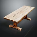 Rustic Solid Wood Table With Natural Grain And Sturdy Handcrafted Legs For Home Decor