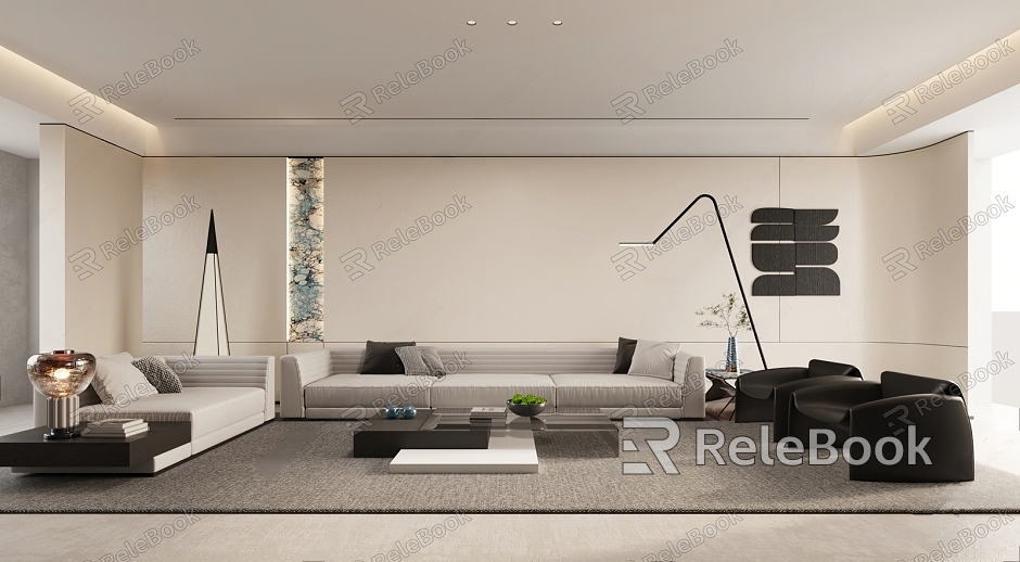 Modern Simple Living Room Sofa Coffee Table Combination Sofa Background Wall Leisure Chair model