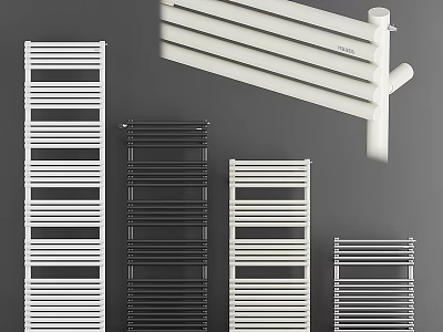Stylish Bathroom Accessories Including White And Black Towel Rails In Various Designs 3d model