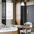 Modern Cozy Living Dining Room Interior With Sofa Fireplace Tapestry Coffee Table And Rug