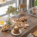 Modern Living Dining Room Interior With Wooden Wall Circular Pendant Light And Stuffed Teddy Bears