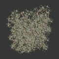Complex 3D Intertwined Molecular Network Model with Light Beige and Pink on Dark Background