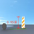 Road Construction Barriers With Orange White Stripes Warning 0.95 Meters Height Standing Fallen Positions