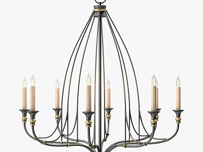 Elegant Classic Chandelier With Black Gold Metal Frame And Multiple Candle Style Lights 3d model