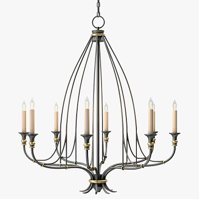 Elegant Classic Chandelier With Black Gold Metal Frame And Multiple Candle Style Lights 3d model