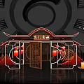 Chinese Traditional Opera Stage With Ancient Architectural Design Red Lanterns And Performer In Costume