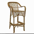 Rattan Bar Stool with Woven Design and Armrests for Home Kitchen or Patio Decor
