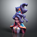 Mythical Female Character With Snake Like Purple Hair And Colorful Ornamental Attire Sculpture