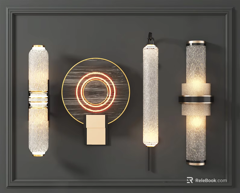 Modern Stylish Wall Lamps With Round Cylindrical Shapes And Decorative Lighting 3d model 