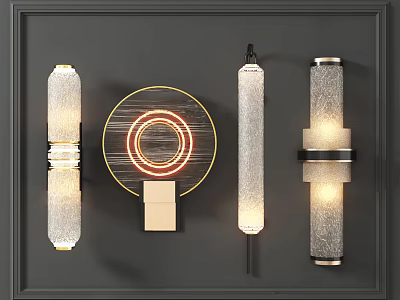 Modern Stylish Wall Lamps With Round Cylindrical Shapes And Decorative Lighting 3d model