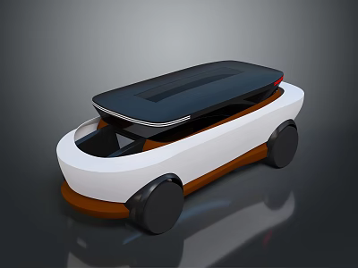 Futuristic Modern Concept Car With White Black Exterior Sleek Roof And Black Wheels Design 3d model