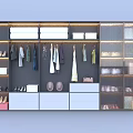 Modern Wardrobe Storage Solution With Hanging Clothes Folded Items Shoe Racks And Accessories 3d model