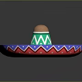 Colorful Decorative Sombrero Shaped Dish With Brown Base Green Red And Blue Geometric Patterns