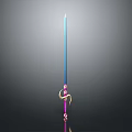 Stylish Decorative Sword With Blue Blade Pink Hilt And Golden Accents
