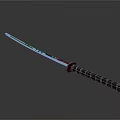 Enchanted Samurai Sword With Blue Pink Glowing Blade And Black Textured Handle