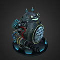 Mechanical Sci Fi Robot Character With Cannon Arm And Glowing Blue Base